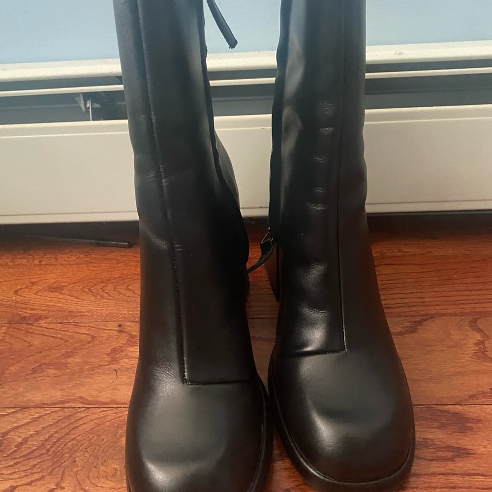 NA-KD leather ankle / calf platform boots with thick block heel - Picture 15 of 15